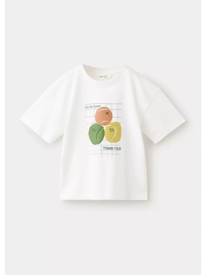 Mango Kayık Desenli Pamuklu Tişört