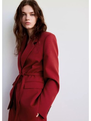 Mango Çift Düğmeli Bağ Detaylı Blazer Ceket