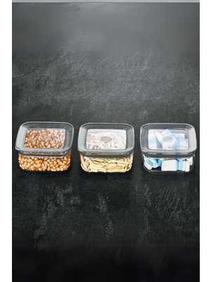 Die Grup Vip Ahmet Vip Ahmet VP-327 Sude Kare 3X350 ml Saklama Kabı (8), Şeffaf