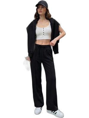 Die Grup Lela Eşofman Çimalı Regular Fit Normal Bel Geniş Paça Eşofman Altı Bayan Eşofman Altı 5866260