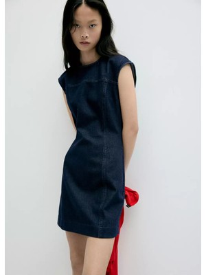 Mango Dikiş Detaylı Denim Elbise