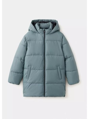 MANGO Kids Kapüşonlu uzun kapitone anorak