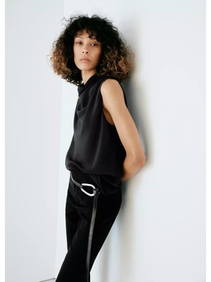 Mango Yüksek Yaka Drape Bluz