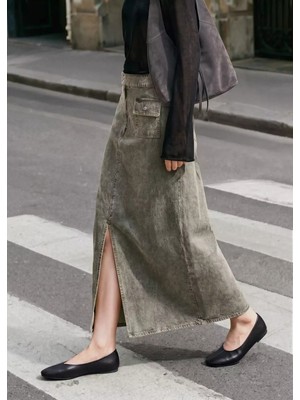 Mango Yırtmaçlı Denim Etek