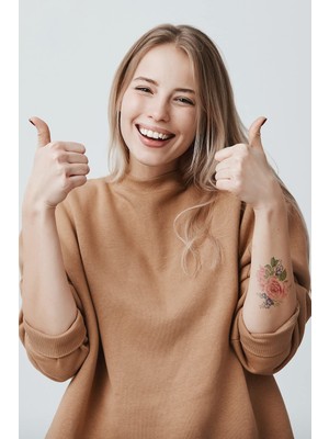 Die Grup Artikel Gül ve Kelebek Geçici Dövme,geçici Tattoo,vücut Dövme,kol Bilek Dövme,boyun Dövme,sırt Dövme