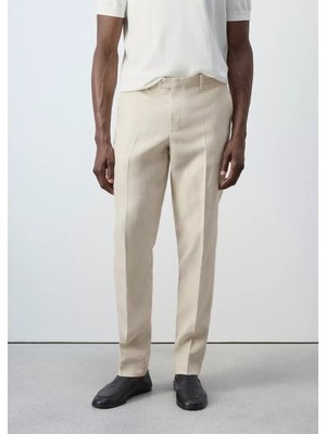 Mango Amalfi %100 Keten Slim Fit Pantolon