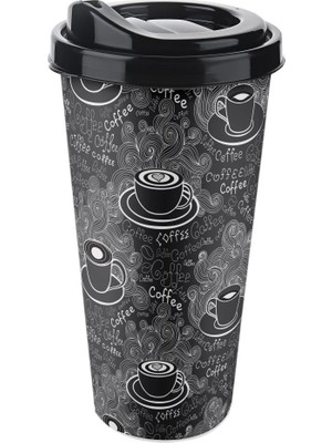Die Grup Kapaklı Kahve Bardağı Pratik Kullanımlı Plastik Kahve & Çay Kupası Sıcak Içecek Bardakları Hot Drinks Kabı (650 Ml, Coffee Time)