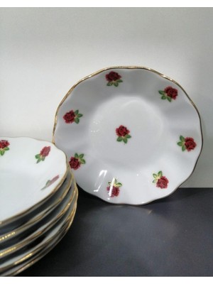 Die Grup Porland Porselen 12 cm Kırmızı Gül 12'li Çay Tabak 8697635562138