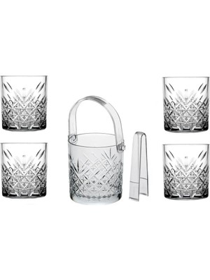 Die Grup Pasabahce Timeless Viski Bardağı ve Buz Kovası Seti 4 Kişilik 86985589648AYBABASTORE5