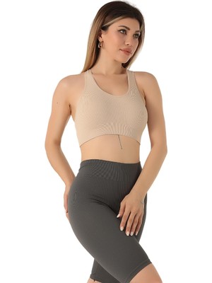 Die Grup Doremi Seamless Örme Çapraz Askılı Büstiyer Nar Çiçeği L-Xl