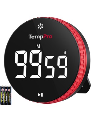 Die Grup Temppro TM04 99 Saat Kapasiteli Çevirmeli Dijital Mutfak ve Ders Zamanlayıcısı, Geniş LED Ekranlı Mıknatıslı Kronometre (Eski Adıyla Thermopro)