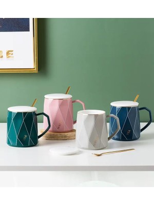 Die Grup Geometrik Desenli Modern Seramik Kupa