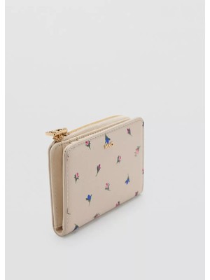 Mango Metallic-Effect Floral Print Wallet