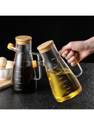 Die Grup Mithra Life 2 Adet Bambu Kapaklı Borosilikat Cam Yağdanlık 900 ml MIT1071