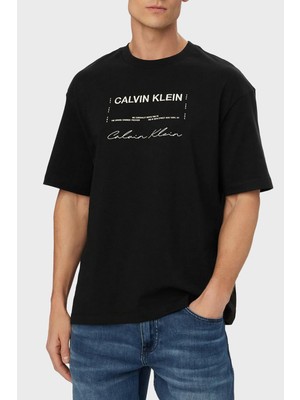 Die Grup Erkek Rahat Kesim Yuvarlak Yakalı Logo Işlemeli Pamuklu Kısa Kollu Siyah T-Shirt LV04RE827G-UB1