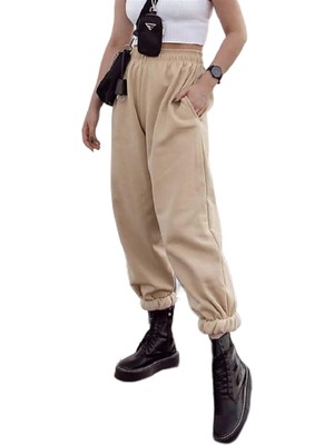 Die Grup Madmext Mad Girls Camel Paça Lastikli Oversize Kadın Eşofman MG324,CAMEL M