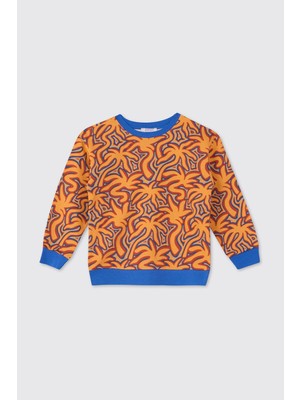Die Grup Erkek Çocuk Baskılı Somon Sweatshirt 9 Yaş (134 Cm)
