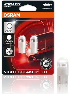 Die Grup Osram Night Breaker LED W5W - Carspecicic, 6.000 K, Ilk Sokak Onaylı Yedek Lamba, Modele Özel Park Lambası/konum Işığı/iç Mekan Aydınlatması