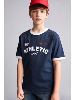 Die Grup DEFACTO%100 Pamuk New Regular Fit Bisiklet Yaka Baskılı Kısa Kollu Tişört Erkek Çocuk H8071A826HS