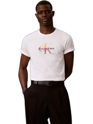 Die Grup Erkek Slim Fit Bisiklet Yaka Pamuklu Kısa Kollu Beyaz T-Shirt LV04RG835G-YAA