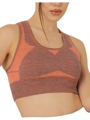 Die Grup Miofit Seamless Dolgusuz Kadın Spor Sütyeni M-L Neonorange Melange