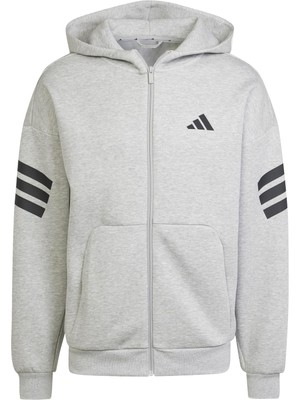 Die Grup Adidas Future Icons 3-Stripes Full-Zip Erkek Sweatshirt Gri L