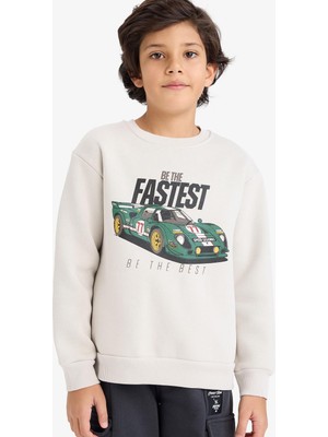 Die Grup Defacto Bisiklet Yaka Baskılı Içi Yumuşak Tüylü Sweatshirt Erkek Çocuk, 8/9 Yaş (134CM), G5543A825CW, Gri, Erkek-Çocuk