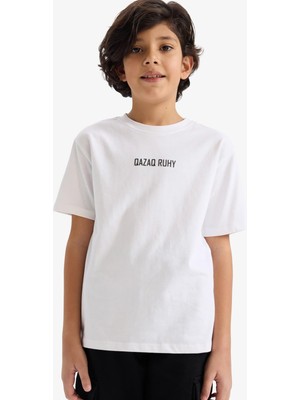 Die Grup Defacto Regular Fit Bisiklet Yaka Slogan Baskılı Kısa Kollu Tişört Erkek Çocuk E1237A826SM