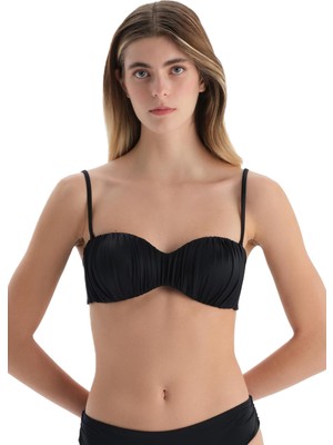 Die Grup Dagi Kadın Straplez Bikini Üst, Örme, Siyah, 40