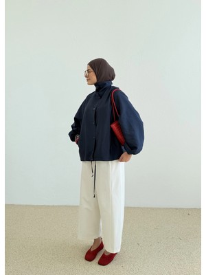 Moda Aksa 7745 Çift Ipli Bomber Ceket Laciverti