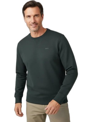 Die Grup Erkek Normal Kesim Yuvarlak Yakalı Pamuklu Havlu Kumaş Uzun Kollu Yeşil Sweatshirt 50546387-348