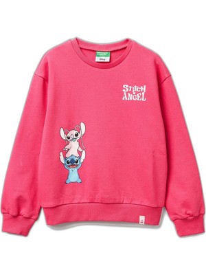 Die Grup United Colors Of Benetton Kız Çocuk Önü Baskılı Logo Etiketli Relaxed Fit Sweatshirt,ekru 6-7 Yaş