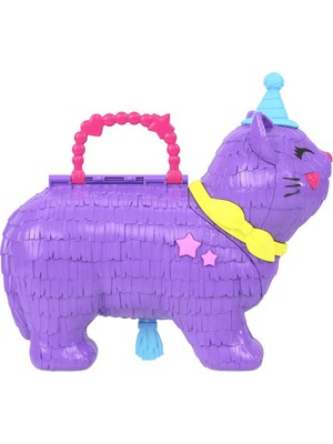Die Grup Polly Pocket Parti Kediciği Oyun Seti ve Mikro Bebekler, Evcil Hayvanlar Dahil 23 Sürpriz Aksesuar ve Dönme Dolap Ile, JFT90