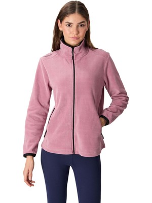 Die Grup Gül Kurusu Dik Yaka Fermuarlı Rahat Form Kadın Polar Sweatshirt - 97173