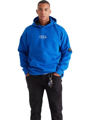 Die Grup Ac&co/altınyıldız Classics Erkek Mavi Oversize Fit Bol Kesim Kapüşonlu Içi Polarlı 3 Iplik Pamuklu Sweatshirt Mavi, M