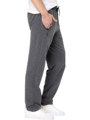 Die Grup By Comeor Erkek Fermuar Cep Nakış Detaylı Düz Paça Rahat Kesim Eşofman Altı (Siyah-Lacivert-Antrasit, 4xl)