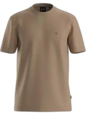 Die Grup Erkek Normal Kalıp Yuvarlak Yakalı Logo Işlemeli Yuvarlak Yakalı Pamuklu Kısa Kollu Bej T-Shirt 50570889-260