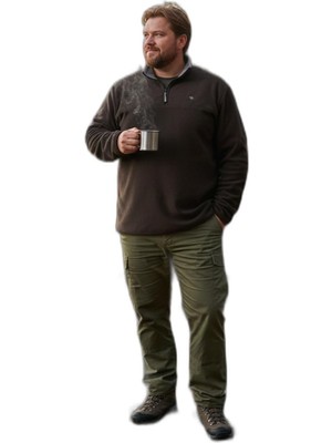 Die Grup Buratti Regular Fit Anti-Pilling Büyük Beden Dik Yaka Kışlık Şardonlu Soğuk Geçirmez Polar Erkek Polar 5906001B