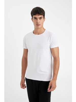 Die Grup Defacto Slim Fit Kısa Kollu Beyaz Pamuklu Tişört L4885AZ24WN