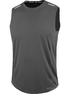Die Grup Genıus Store Erkek Nem Emici Hızlı Kuruma Atletik Teknik Performans Sporcu Sıfır Kol T-Shirt (Füme, Xl)