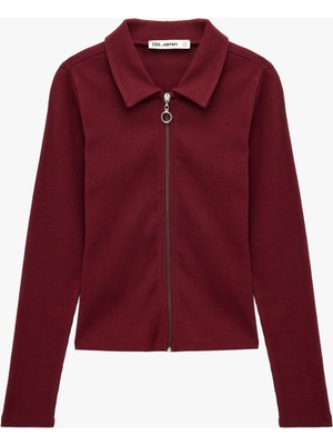 Die Grup Pamuklu Slim Fit Fermuarlı Uzun Kollu Kaşkorse Polo Yaka Tişört
