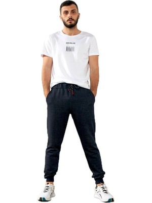 Die Grup Mmetalıc Erkek Siyah Içi Polarlı Slim Fit Paça Lastikli Jogger Eşofman Altı Lacivert M