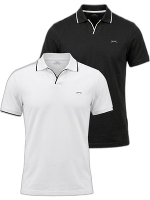 Die Grup Slazenger Zıther 2 Li Set Erkek Beyaz - Siyah Tişört