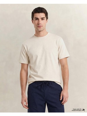 Die Grup Gant Erkek Krem Bisiklet Yaka Regular Fit T-Shirt