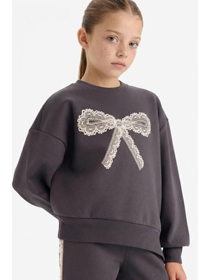 Die Grup Defacto Overshirt Fit Baskılı Içi Yumuşak Tüylü Sweatshirt Kız Çocuk G6269A825WN