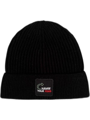 Die Grup Tsc House Unisex 22WCBE481U Change Your Mind Nakışlı Bere, Siyah, Tek Beden