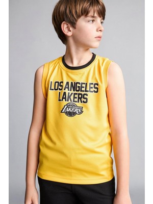 Die Grup Defacto Nba Los Angeles Lakers Bisiklet Yaka Atlet Erkek Çocuk H2954A826HS