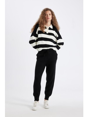 Die Grup Defacto Jogger Triko Pantolon Cepli Basic Beli Lastik Bağcıklı R1701AZ24WN