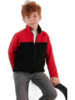 Die Grup Lela Yumuşak Dokulu Fermuarlı Renk Bloklu Dik Yaka Cepli Hırka Polar Unisex Çocuk Polar 5905001