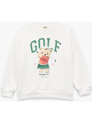 Die Grup Uzun Kollu Bisiklet Yaka Şardonlu Ayıcık Baskılı Sweatshirt
